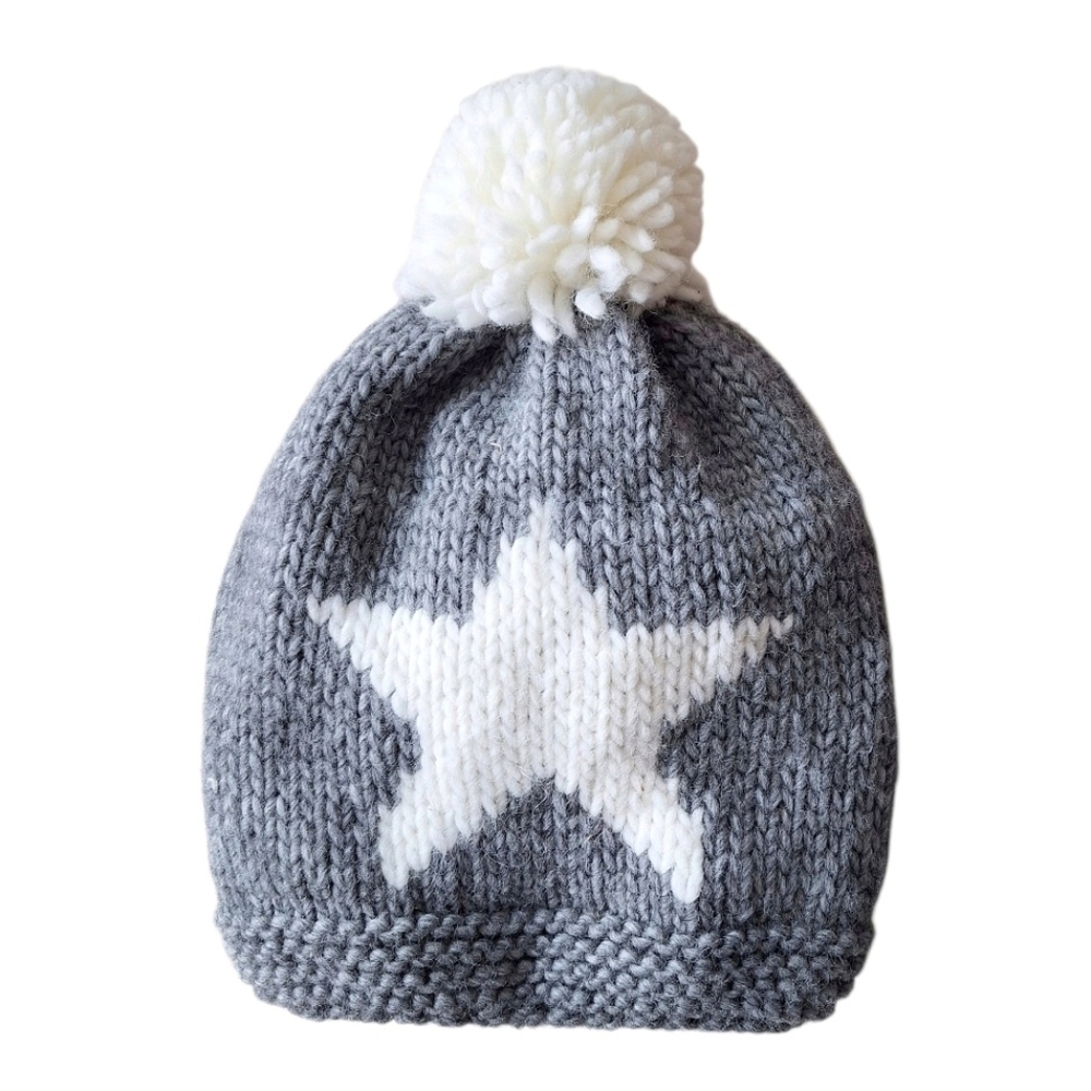 Nardi & Tragliaferri Alpaca Blend Star Pom Pom Knit Winter Beanie Italy Cozy